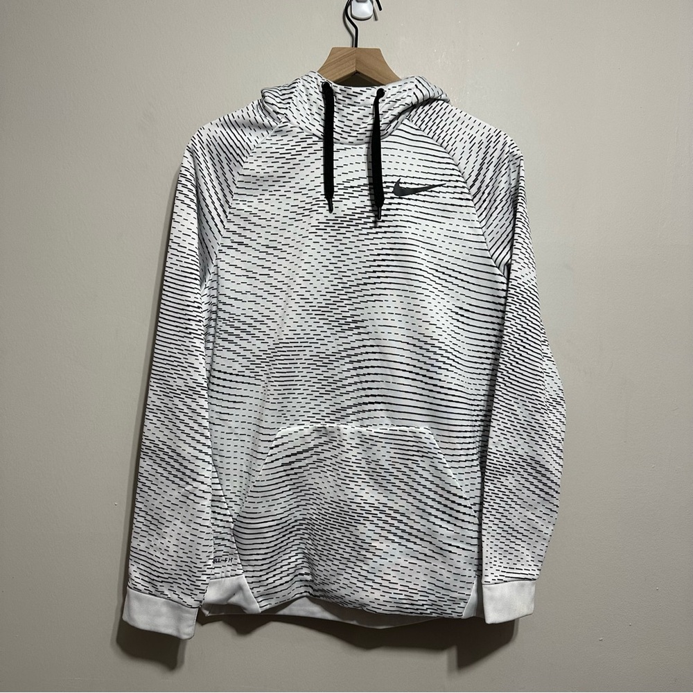 Nike Black and White Patterned Hoodie Mens Size Medium Winter/Fall